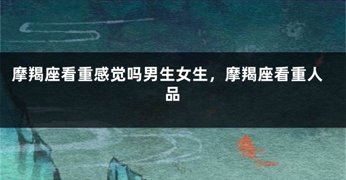 摩羯座看重感觉吗男生女生，摩羯座看重人品