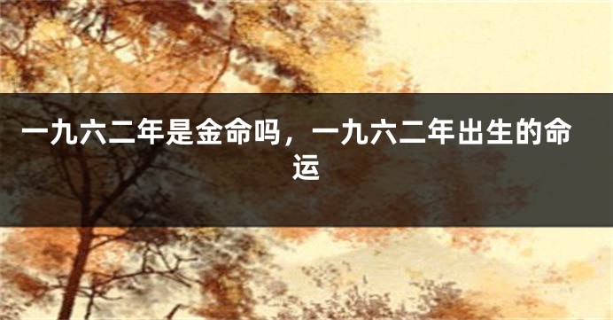一九六二年是金命吗，一九六二年出生的命运