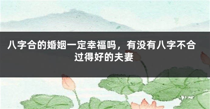 八字合的婚姻一定幸福吗，有没有八字不合过得好的夫妻