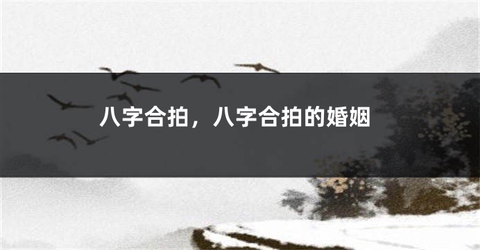 八字合拍，八字合拍的婚姻