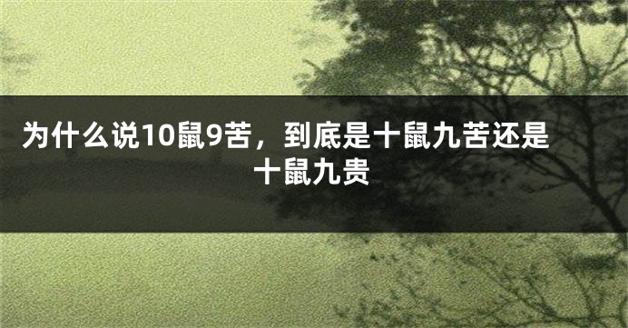 为什么说10鼠9苦，到底是十鼠九苦还是十鼠九贵