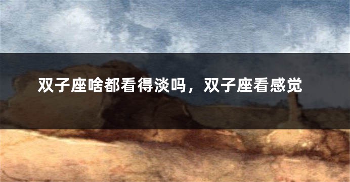 双子座啥都看得淡吗，双子座看感觉