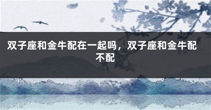 双子座和金牛配在一起吗，双子座和金牛配不配