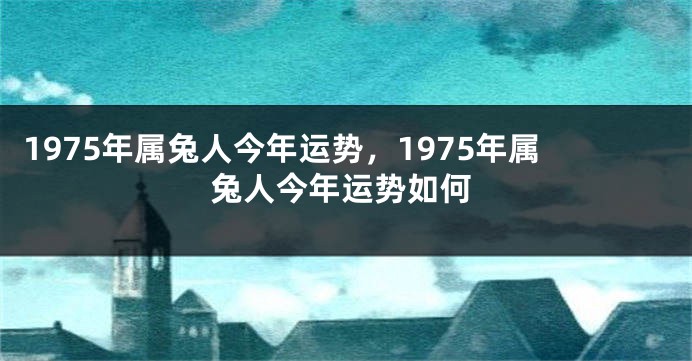 1975年属兔人今年运势，1975年属兔人今年运势如何
