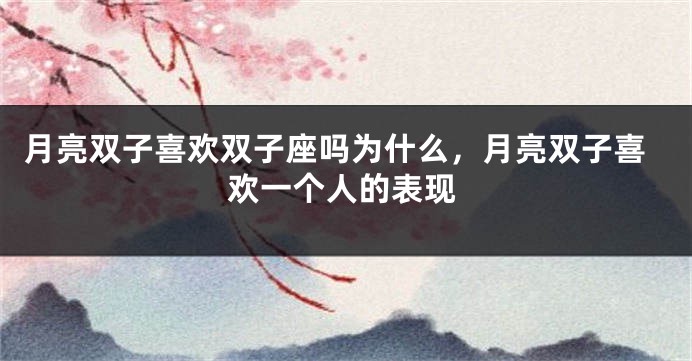 月亮双子喜欢双子座吗为什么，月亮双子喜欢一个人的表现