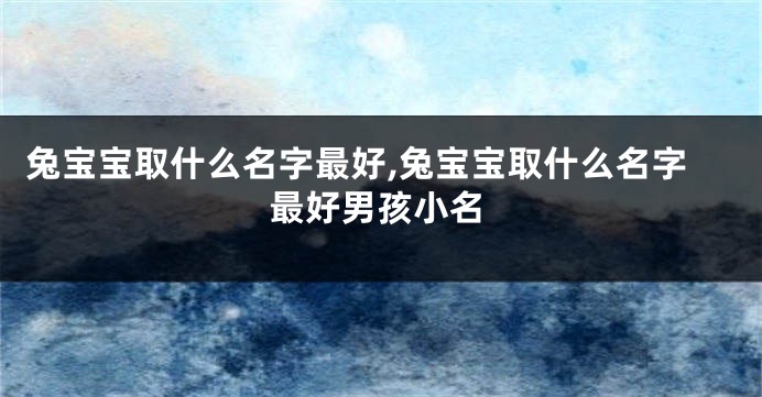 兔宝宝取什么名字最好,兔宝宝取什么名字最好男孩小名