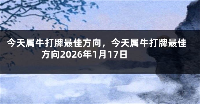 今天属牛打牌最佳方向，今天属牛打牌最佳方向2026年1月17日