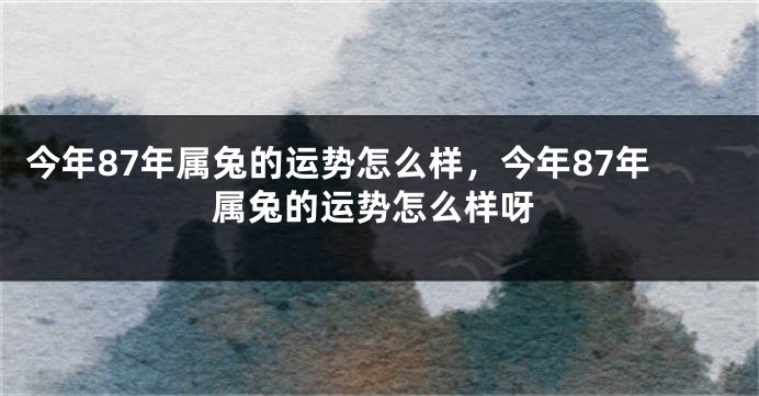 今年87年属兔的运势怎么样，今年87年属兔的运势怎么样呀