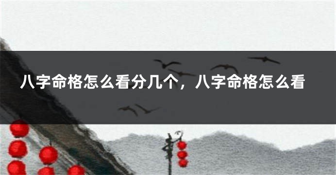 八字命格怎么看分几个，八字命格怎么看