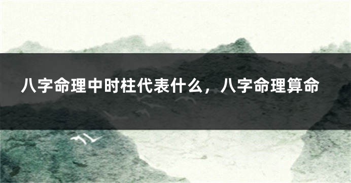 八字命理中时柱代表什么，八字命理算命