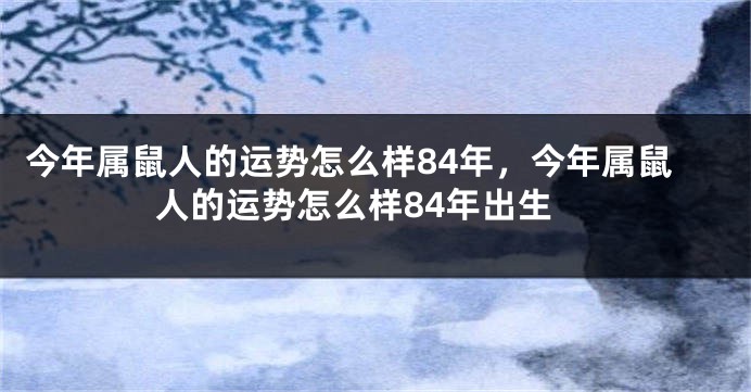 今年属鼠人的运势怎么样84年，今年属鼠人的运势怎么样84年出生