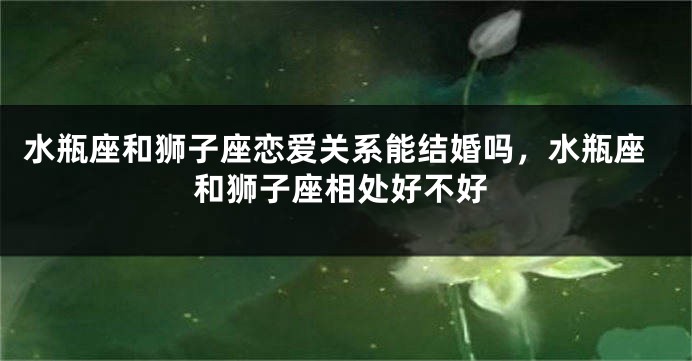 水瓶座和狮子座恋爱关系能结婚吗，水瓶座和狮子座相处好不好