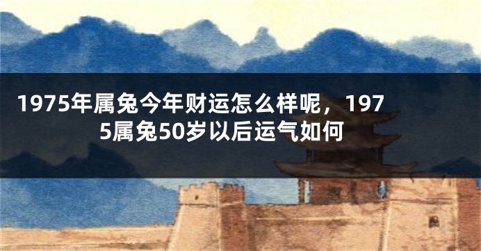 1975年属兔今年财运怎么样呢，1975属兔50岁以后运气如何