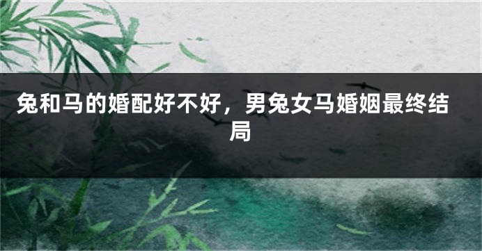兔和马的婚配好不好，男兔女马婚姻最终结局
