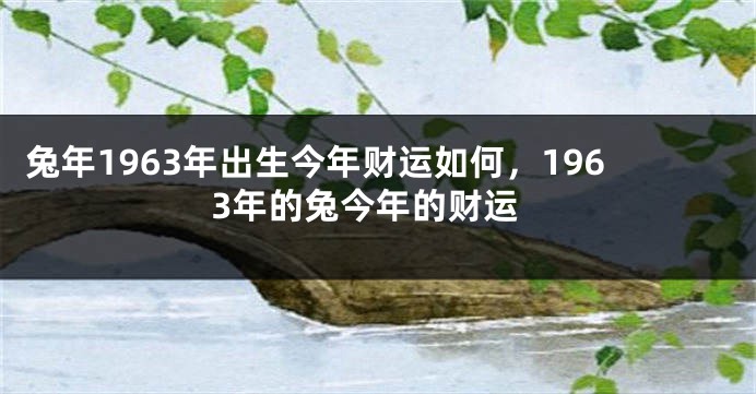 兔年1963年出生今年财运如何，1963年的兔今年的财运