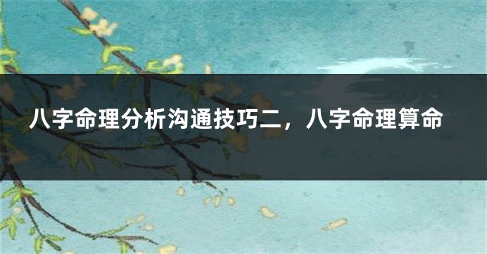 八字命理分析沟通技巧二，八字命理算命