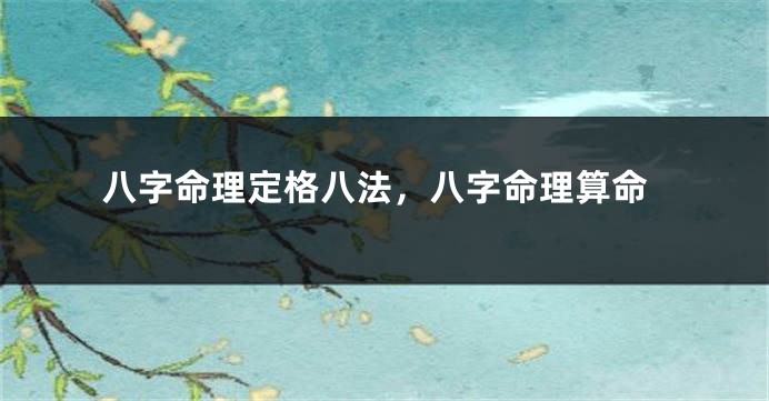 八字命理定格八法,八字命理算命