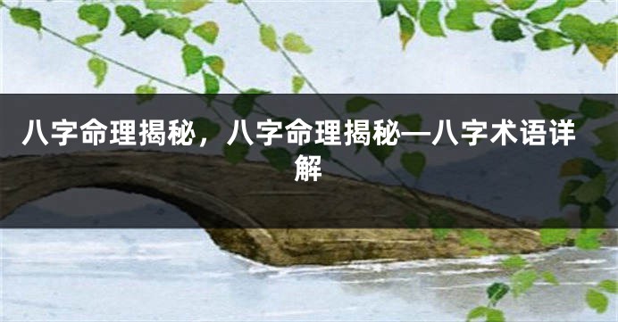 八字命理揭秘,八字命理揭秘—八字术语详解