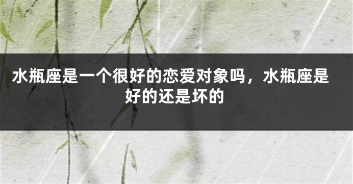 水瓶座是一个很好的恋爱对象吗，水瓶座是好的还是坏的