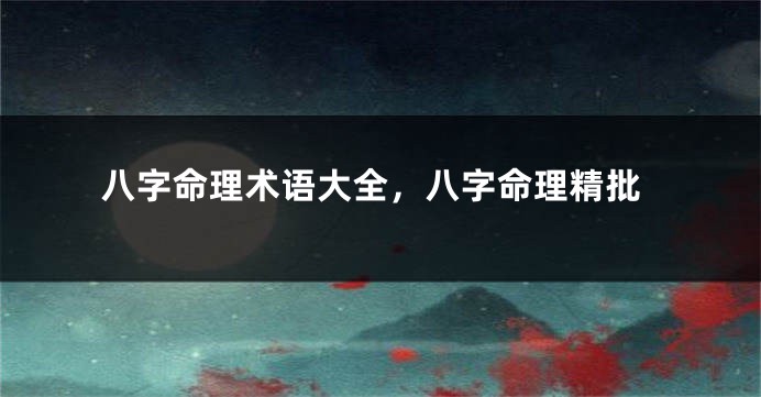 八字命理术语大全，八字命理精批