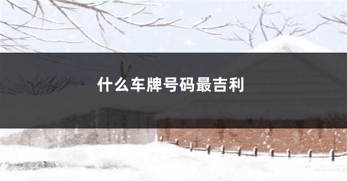 什么车牌号码最吉利