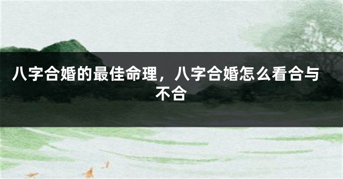 八字合婚的最佳命理，八字合婚怎么看合与不合