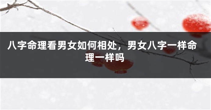 八字命理看男女如何相处，男女八字一样命理一样吗