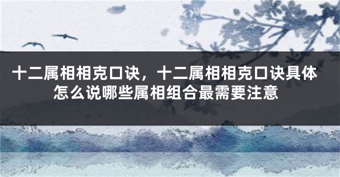 十二属相相克口诀，十二属相相克口诀具体怎么说哪些属相组合最需要注意