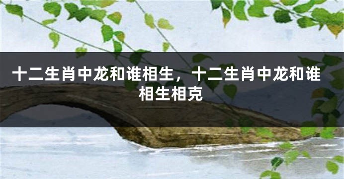 十二生肖中龙和谁相生，十二生肖中龙和谁相生相克