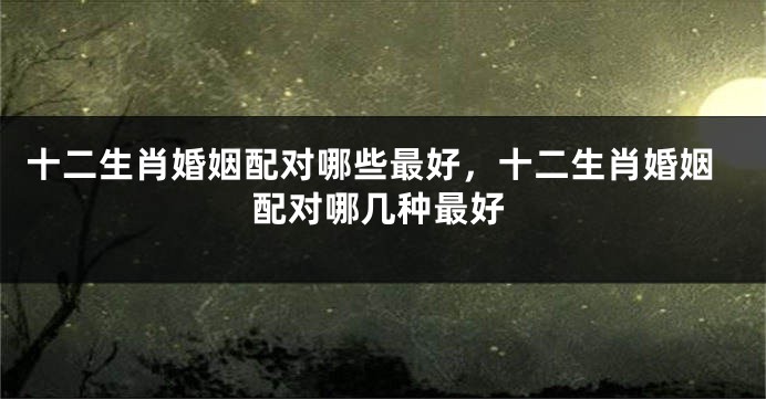 十二生肖婚姻配对哪些最好，十二生肖婚姻配对哪几种最好