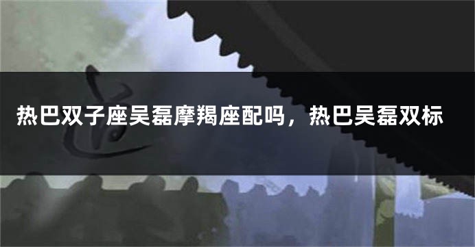 热巴双子座吴磊摩羯座配吗，热巴吴磊双标
