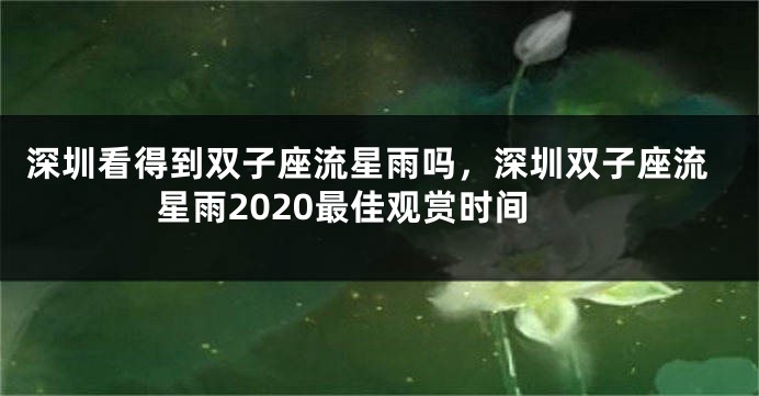 深圳看得到双子座流星雨吗，深圳双子座流星雨2020最佳观赏时间