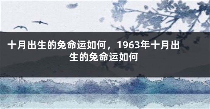 十月出生的兔命运如何，1963年十月出生的兔命运如何