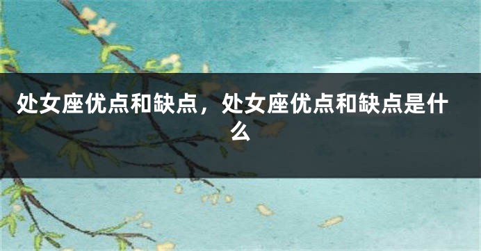 处女座优点和缺点，处女座优点和缺点是什么