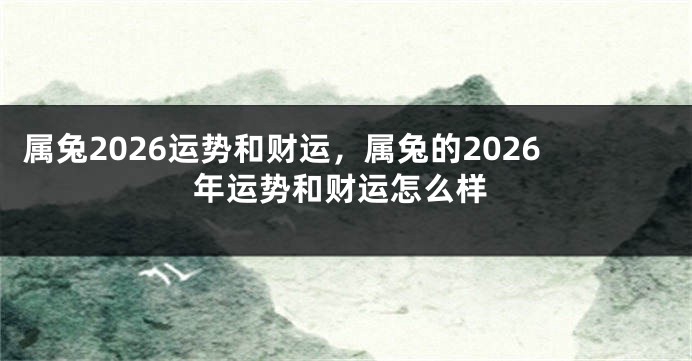 属兔2026运势和财运，属兔的2026年运势和财运怎么样
