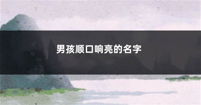 男孩顺口响亮的名字