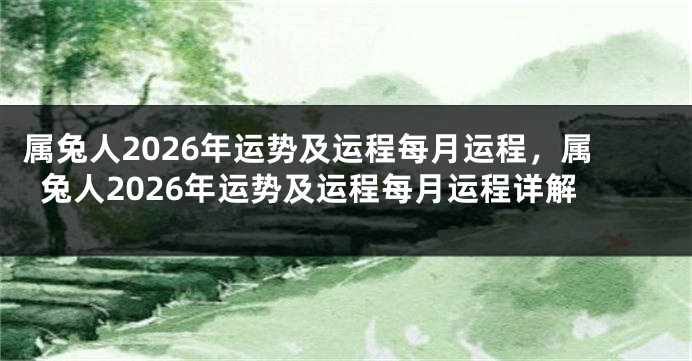 属兔人2026年运势及运程每月运程，属兔人2026年运势及运程每月运程详解
