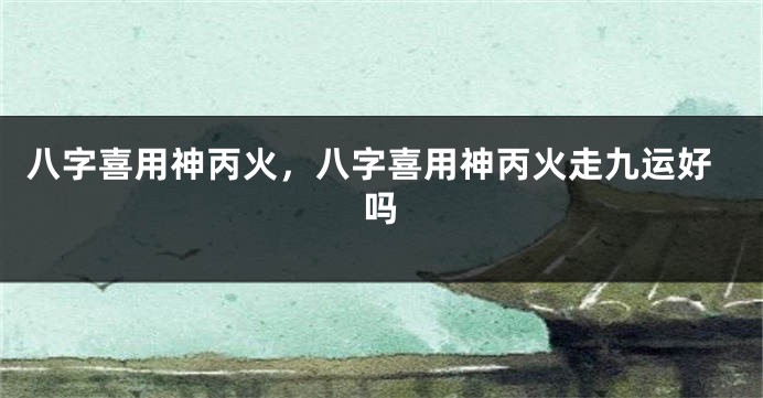 八字喜用神丙火，八字喜用神丙火走九运好吗
