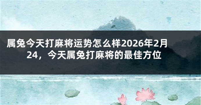 属兔今天打麻将运势怎么样2026年2月24，今天属兔打麻将的最佳方位