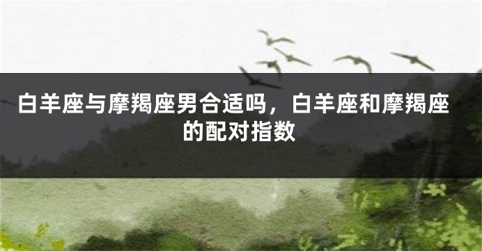 白羊座与摩羯座男合适吗，白羊座和摩羯座的配对指数