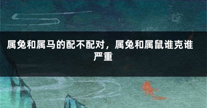 属兔和属马的配不配对，属兔和属鼠谁克谁严重