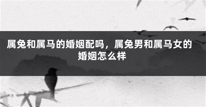 属兔和属马的婚姻配吗，属兔男和属马女的婚姻怎么样