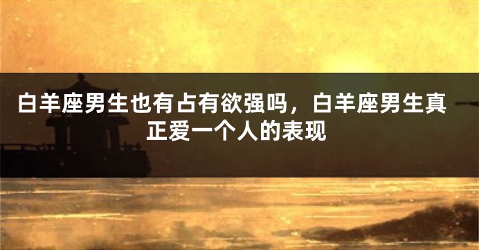 白羊座男生也有占有欲强吗，白羊座男生真正爱一个人的表现