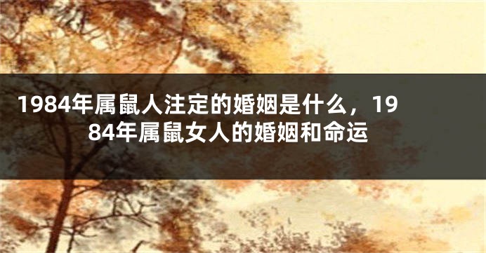 1984年属鼠人注定的婚姻是什么，1984年属鼠女人的婚姻和命运