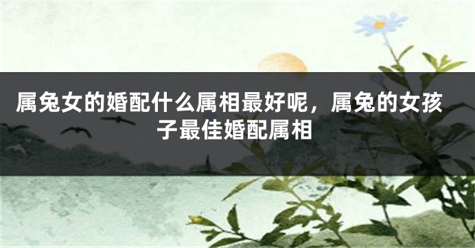 属兔女的婚配什么属相最好呢，属兔的女孩子最佳婚配属相