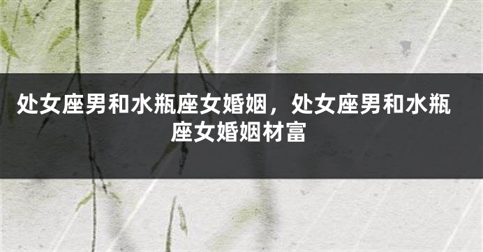 处女座男和水瓶座女婚姻，处女座男和水瓶座女婚姻材富