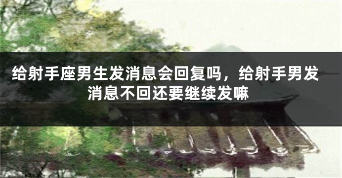 给射手座男生发消息会回复吗，给射手男发消息不回还要继续发嘛