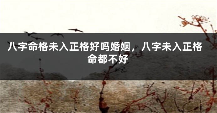 八字命格未入正格好吗婚姻，八字未入正格命都不好
