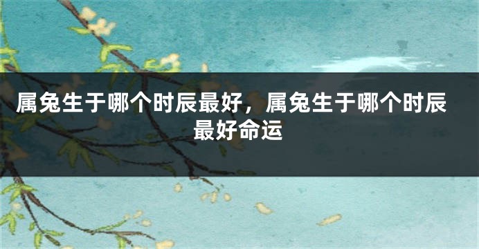 属兔生于哪个时辰最好，属兔生于哪个时辰最好命运