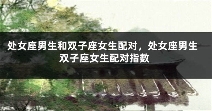 处女座男生和双子座女生配对，处女座男生双子座女生配对指数
